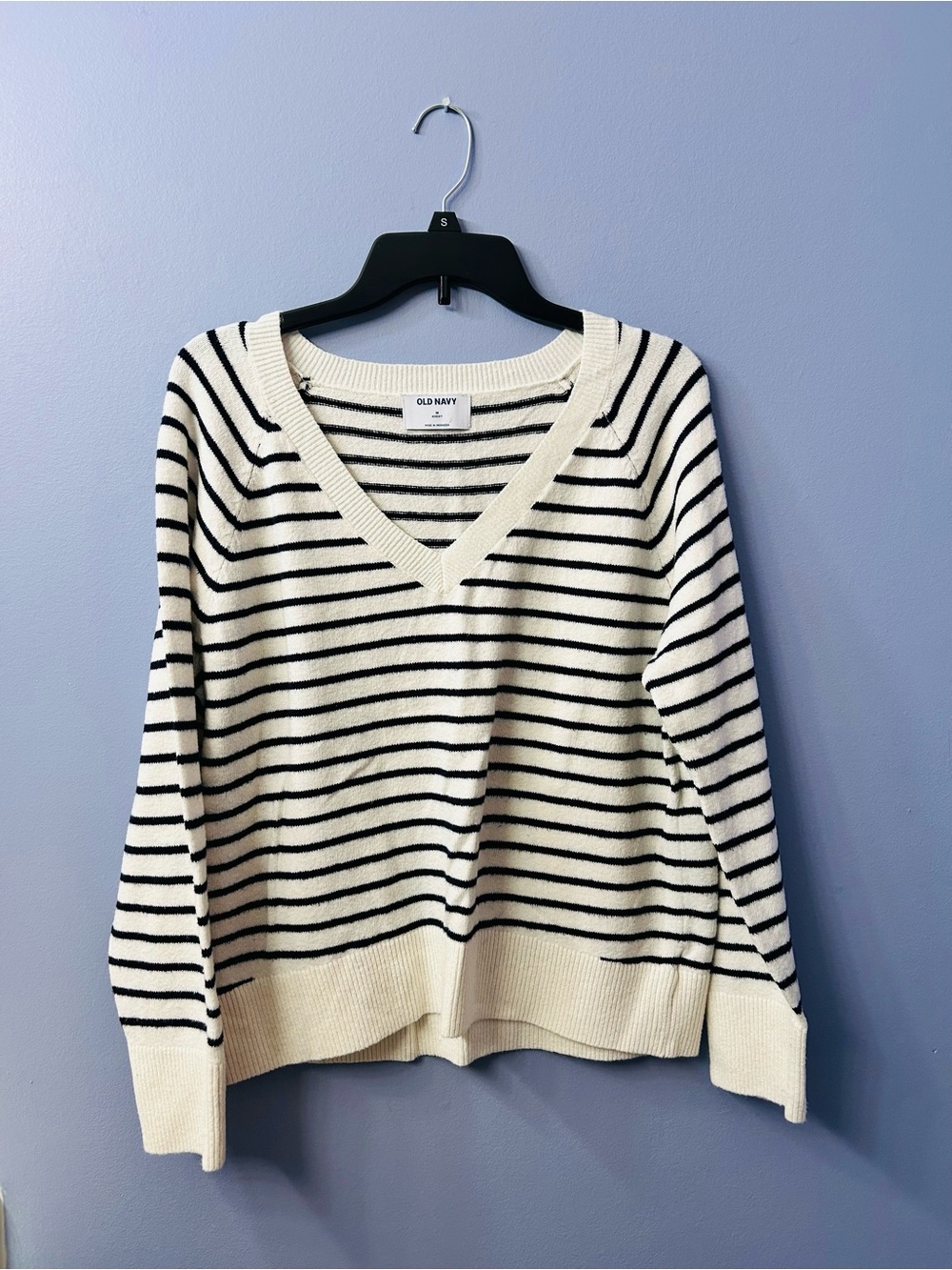 Old Navy Cream and Black Striped Sweater